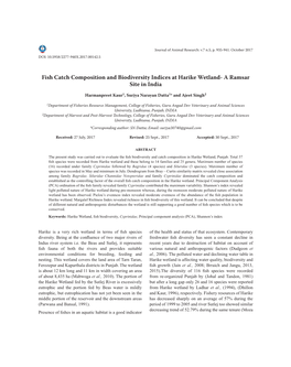 Fish Catch Composition and Biodiversity Indices at Harike Wetland- a Ramsar Site in India