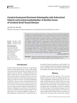 Cerebral Autosomal Dominant Arteriopathy with Subcortical Infarcts and Leukoencephalopathy: a Genetic Cause of Cerebral Small Vessel Disease