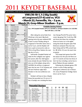 11 BB Notes-Longwood and VCU.Qxp