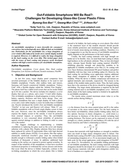 53‐3: Invited Paper: Out‐Foldable Smartphone Will Be Real?: Challenges for Developing Glass‐Like Cover Plastic Films