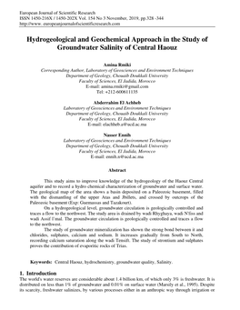 Hydrogeological and Geochemical Approach in the Study of Groundwater Salinity of Central Haouz