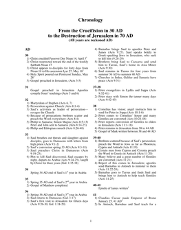 Chronology from the Crucifixion in 30 AD to the Destruction of Jerusalem