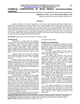 CHEMICAL COMPOSITION of BEAN WEEVIL (Acanthoscelides Obtectus)