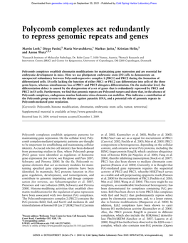 Polycomb Complexes Act Redundantly to Repress Genomic Repeats and Genes