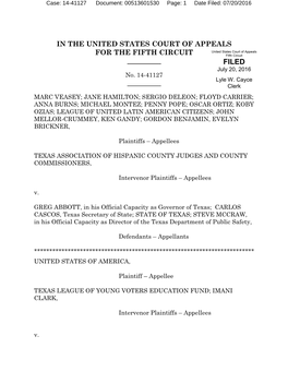 Download Veasey V. Abbott Court of Appeals Decision