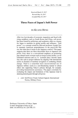 Downloaded from Brill.Com09/27/2021 02:14:33PM Via Free Access 172 Three Faces of Japan’S Soft Power