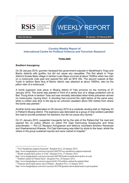 Country Weekly Report of International Centre for Political Violence and Terrorism Research