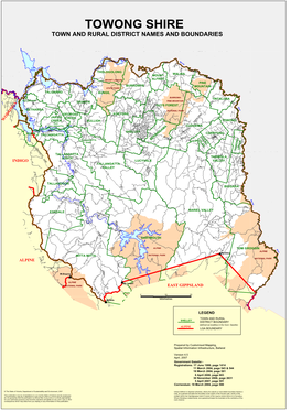 Towong Shire Town and Rural District Names and Boundaries