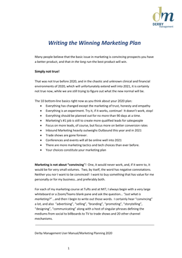 Writing the Winning Marketing Plan