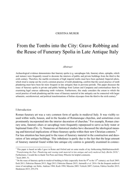 Grave Robbing and the Reuse of Funerary Spolia in Late Antique Italy