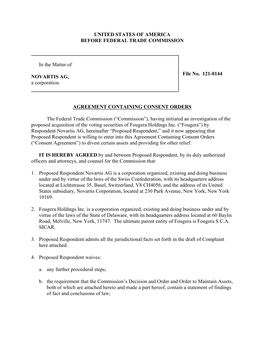 Agreement Containing Consent Orders