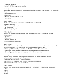 Chapter 5.0 Antennas Section 5.3 SWR & Impedance Matching G4A06