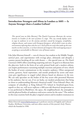 Strangers and Aliens in London Ca 1605 — Is Anyone Stranger Than a London Gallant?