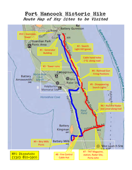 Fort Hancock Historic Hike Route Map of Key Sites to Be Visited