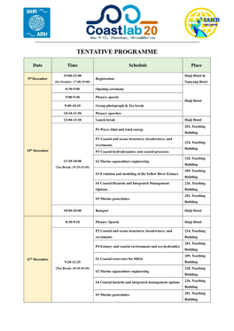 Tentative Programme