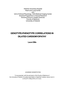 Genotype-Phenotype Correlations in Dilated Cardiomyopathy