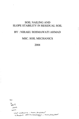 Soil Nailing and Slope Stability in Residual Soil