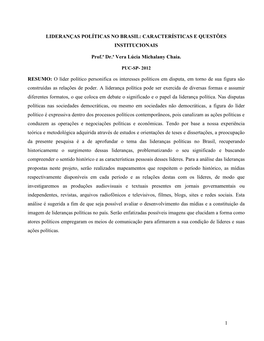 1 Lideranças Políticas No Brasil