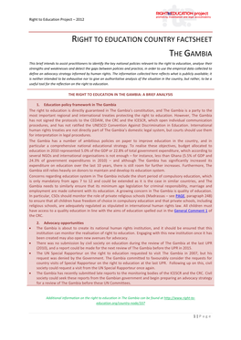 Right to Education Country Factsheet the Gambia