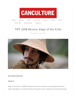 TIFF 2018 Review: Edge of the Knife