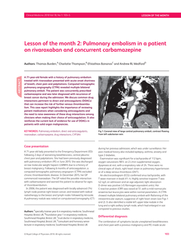 Pulmonary Embolism in a Patient on Rivaroxaban and Concurrent Carbamazepine