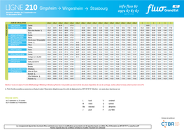 LIGNE 210 Gingsheim Wingersheim Strasbourg Horaires Valables Du 2 Septembre Au 0972 67 67 67 14 Décembre 2019 Appel Non Surtaxé