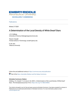 A Determination of the Local Density of White Dwarf Stars