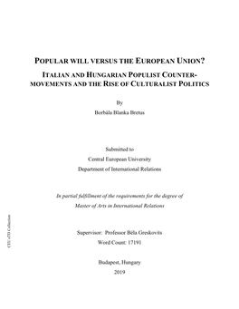 Popular Will Versus the European Union?