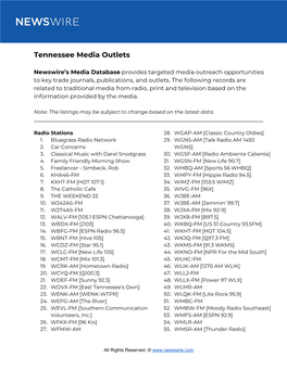 Tennessee Media Outlets