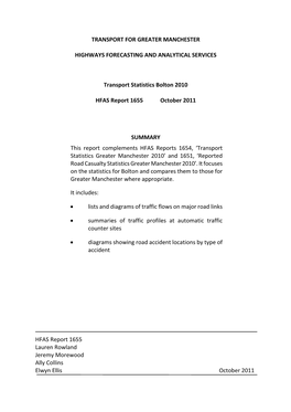 Transport Statistics Bolton 2010