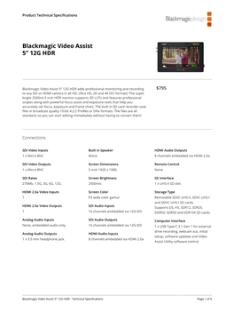Blackmagic Video Assist 5” 12G HDR