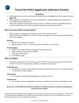 Travel for DACA Applicants (Advance Parole)