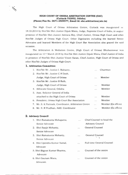 HIGH COURT of ORISSA ARBITRATION CENTRE (OAC) (Cuttack-753002, Odisha) (Phone/Fax No