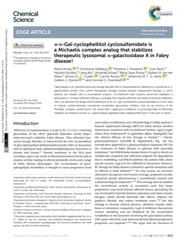 Α-D-Gal-Cyclophellitol Cyclosulfamidate Is a Michaelis