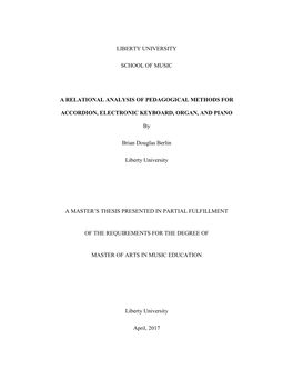 A Relational Analysis of Pedagogical Methods for Accordion, Electronic Keyboard, Organ, and Piano