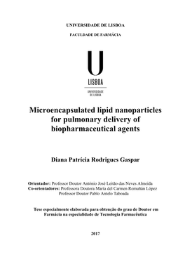 Microencapsulated Lipid Nanoparticles for Pulmonary Delivery of Biopharmaceutical Agents