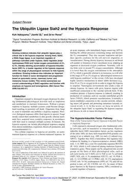The Ubiquitin Ligase Siah2 and the Hypoxia Response