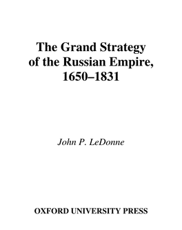 The Grand Strategy of the Russian Empire, 1650–1831