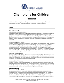 Champions for Children, 2006-17