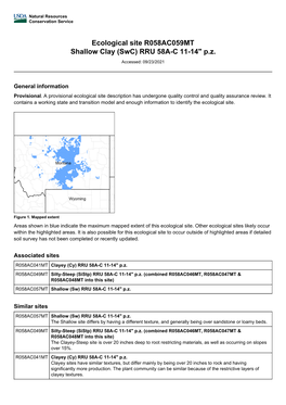 Ecological Site R058AC059MT Shallow Clay (Swc) RRU 58A-C 11-14