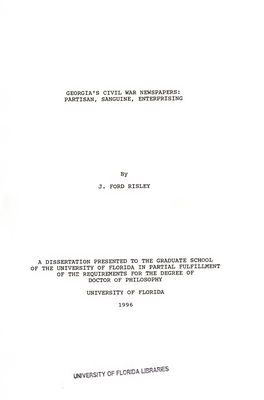 Georgia's Civil War Newspapers: Partisan, Sanguine, Enterprising