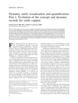 Part 1. Evolution of the Concept and Dynamic Records for Smile Capture