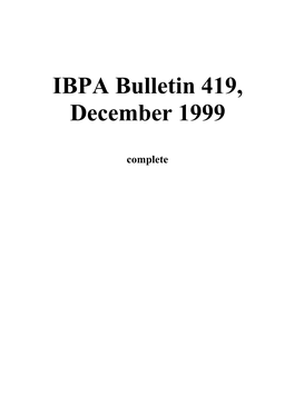 IBPA Bulletin 419, December 1999