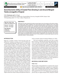 Socio-Economic Utility of Coastal Flora Growing in and Around Mangrol Taluka (Junagadh) of Gujarat