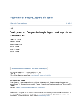 Development and Comparative Morphology of the Gonopodium of Goodeid Fishes