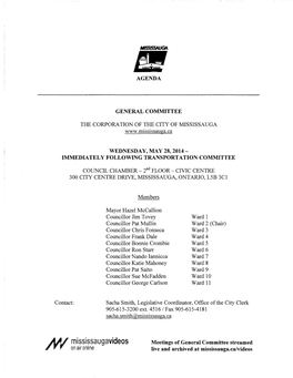 General Committee Agenda – May 28, 2014