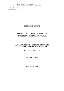 Verifications Under the Terms of Article 35 of the Euratom Treaty