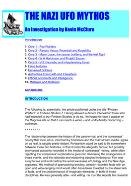 NAZI UFO MYTHOS an Investigation by Kevin Mcclure