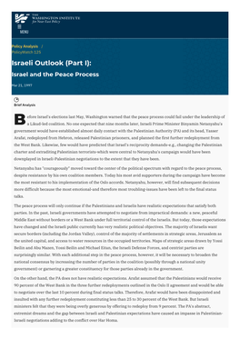 Israeli Outlook (Part I): Israel and the Peace Process | the Washington Institute