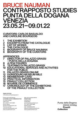 Bruce Nauman Contrapposto Studies Punta Della Dogana Venezia 23.05.21 – 09.01.22